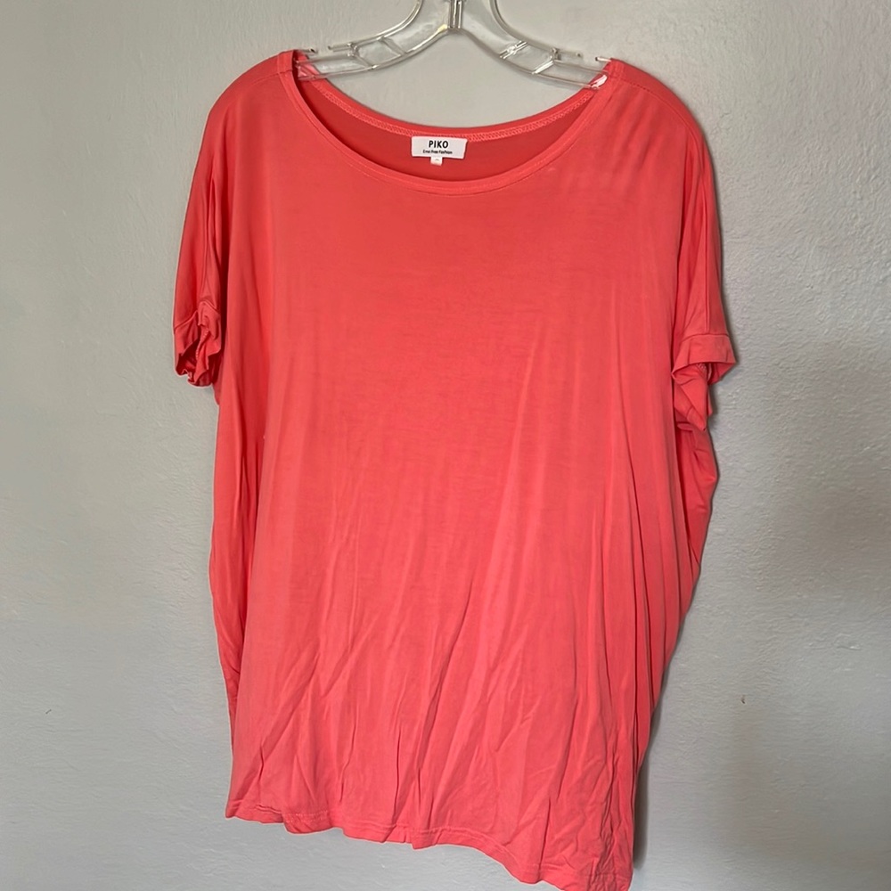 Salmon, short sleeves Piko 1988 top